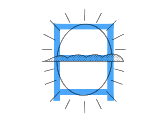 A shining sun with a thin cloud passing across its middle, outlined by the 日 radical.